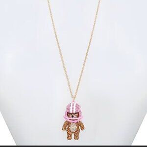 Betsey Johnson Womens Football Bear Pendant Necklace